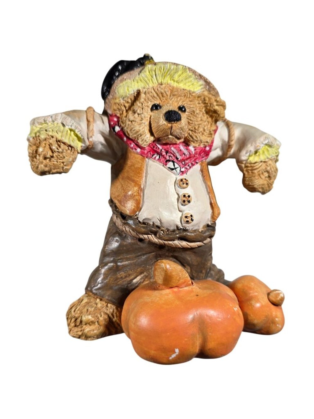 Scarecrow Bear Figurine Pumpkin Cuddly Collectibles Resin halloween thanksgiving